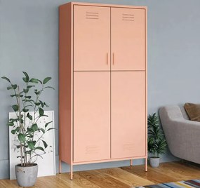 Różowa stalowa szafa gospodarcza na nóżkach N3-K53