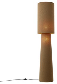 Lampa podłogowa Japandi brązowa tkanina typu teddy 2-źródła światła - Trompet