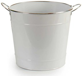 Osłonka na doniczkę typu wiaderko, cynkowa, biała