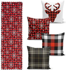Zestaw 4 świątecznych poszewek na poduszki i bieżnika Minimalist Cushion Covers Snowflake