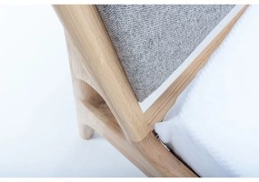 Szare/naturalne łóżko dwuosobowe z litego drewna dębowego 140x200 cm Fawn – Gazzda
