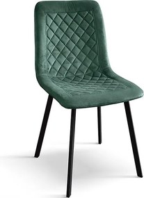Zestaw 4 krzeseł z zielonego aksamitu i antracytowymi metalowymi nogami - NOHO