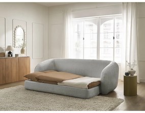 Jasnoszara rozkładana sofa z tkaniny szenilowej 228 cm Neyo – Bobochic Paris
