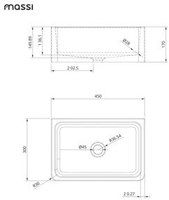 Umywalka betonowa wisząca / nablatowa prostokątna bez otworu na baterię 45 x 30 cm BESENI | różne kolory : Kolor - Ceglasty, Typ montażu - podwieszana