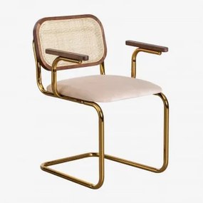 Krzesło Do Jadalni Z Podłokietnikami Z Rattanu Tento Gold Vintage Caramelo & Goud - Sklum