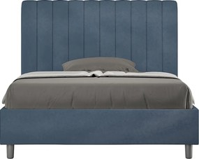 Łóżko bez stelaża tapicerowane 120x190 microfibra niebieski Agueda