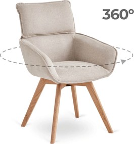 Krzesło Tapicerowane Obrotowe DIAS Beżowe Nowoczesne