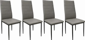 Zestaw 4 krzeseł Faro do jadalni z szaro-brązowej eko skóry – nowoczesne, metalowe nogi