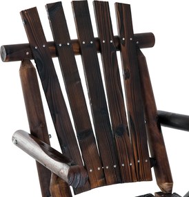 Outsunny Fotel Bujany Ogrodowy z Podłokietnikami Lite Drewno Ciemnobrązowy Wygodny i Stylowy 97x69x93cm | Aosom PL