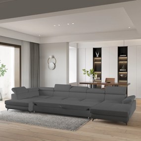 Masseno Narożnik MONTIVA z funkcją spania i pojemnikiem na pościel Narozniki U, Rozkładana sofa - Szary, QUELLE 92
