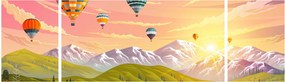 Obraz balonów nad krajobrazem (170x50 cm)