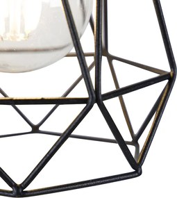 Rustykalna lampa ścienna czarna z drewnem - Dami Frame