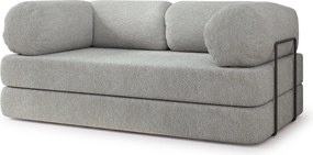 Masseno Sofa piankowa EIREN z funkcją spania, Kanapa z pianki do salonu, Bezmontażowa, Tkanina bucle – Jasnoszary QUELLE 83