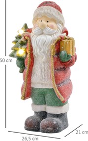 HOMCOM Figurka świąteczna z choinką i prezentem, 3 ciepłobiałe LEDy, na baterie, 50 cm | Aosom PL