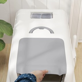 PawHut Kuweta dla kota ze stali nierdzewnej, z filtrem i łopatką, dla kotów do 6 kg, 40,5 x 60,5 x 41,5 cm, Biały/Srebrny