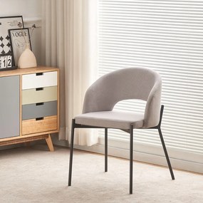 ATENA Krzesło do Jadalni Szare z Oparciem, Czarne Nogi