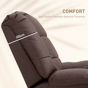 HOMCOM Fotel masujący do relaksu brązowy ze sztucznej skóry wygodny i komfortowy | Aosom PL