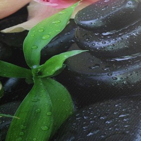 Obraz - Kamienie i orchidee (z zegarem) (90x30 cm)