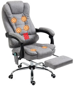 Vinsetto Fotel biurowy z masażem, ergonomiczny fotel biurowy z funkcją leżenia i ogrzewania, pilot, szary
