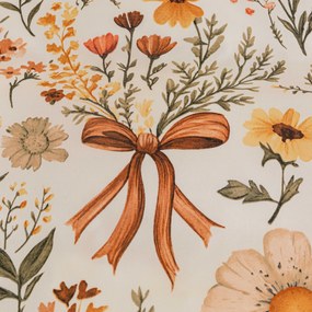 Poszewka na poduszkę z mikrofibry FLORAL RIBBON 50x70 cm, kremowa