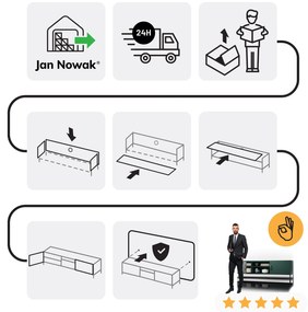 Szafka RTV długa XL butelkowa zieleń ROSARIA 1700 x 400 x 500