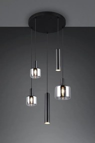 Czarna lampa wisząca z metalowo-szklanym kloszem ø 40 cm Mataro – Trio