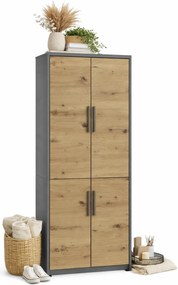 Duży regał zamykany dąb artisan + antracyt H3-N88