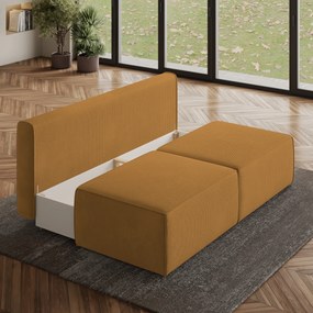 Masseno Narożnik VARNA z funkcją spania i pojemnikiem na pościel Narozniki L, Rozkładana sofa - Żółty, POSO 01