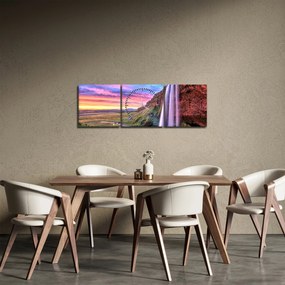 Obraz - Wodospad Seljalandsfoss (z zegarem) (90x30 cm)