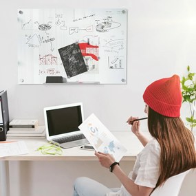 Vinsetto Zestaw tablicy białej magnetycznej z markerami i gumką 90x60x04 cm Biała | Aosom PL