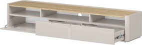 Szafka RTV Elivo 200 cm z dwoma szufladami - kaszmir / dąb olejowany