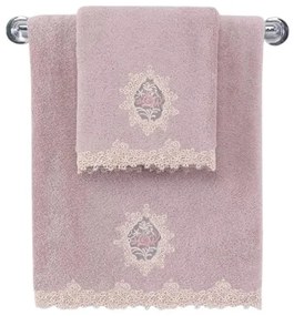 Ręcznik kąpielowy DESTAN 85x150 cm z koronką Fioletowy / Lila
