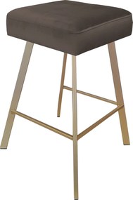 Hoker MAX krzesło barowe tkanina Welur podstawa metalowa : Kolor nogi - Złota profil, Kolor tkaniny - VELVET - MG05, Typ siedziska - Siedzisko stałe