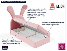 Różowe dziecięce łóżko kontynentalne 100x200 cm M9-S83