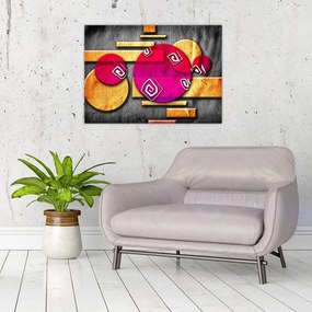 Abstrakcyjny obraz z historycznymi symbolami (70x50 cm)