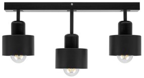 Czarna lampa sufitowa, trzypunktowy spot DSC50x7SC z drewna i metalu E