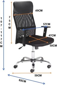 Czarne krzesło biurowe z regulowanymi podłokietnikami Oxford R