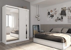 Szafa Przesuwna GRAZIA 160 cm z Lustrem Szafa Dwudrzwiowa Biała