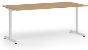 Biurko PRIMO BETA, 180x90 cm, biała podstawa, buk