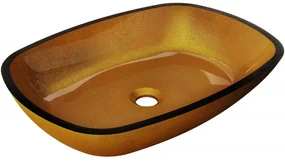 Mexen Araks szklana umywalka nablatowa 54 x 39 cm, złota - 24155450