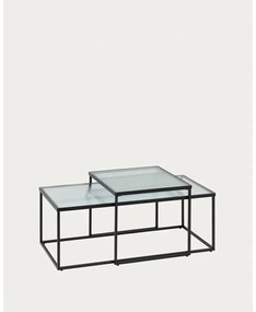 Czarne szklane stoliki zestaw 2 szt. 55x100 cm Akemi – Kave Home