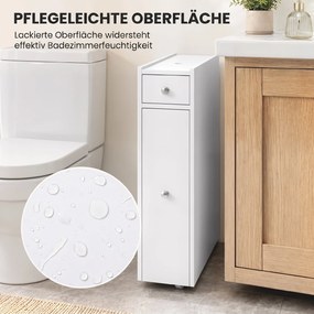 HOMCOM Wąska szafka łazienkowa stojąca z 2 szufladami, Biały | Aosom PL