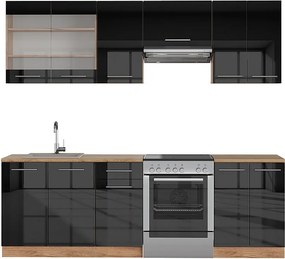 Aneks kuchenny antracytowy wysoki połysk/złoty dąb power 240x60x81.6 fame-line