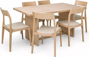 Drewniany stół do jadalni z jesionu 160x90 nogi wykończone ratanem