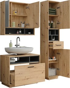 Zestaw mebli łazienkowych artisan dąb/antracyt 80x35x64 beatrice