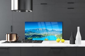 Panel Szklany do Kuchni Odbicie Szczytów w Jeziorze