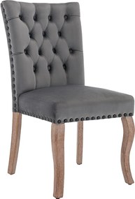 Zestaw 6 krzeseł do jadalni - krzesło do jadalni z szarego aksamitu - z wyściełanym oparciem i drewnianymi nogami