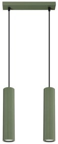Lampa wisząca KARBON 2 zielona oliwka ryflowana SOLLUX  LIGHTING