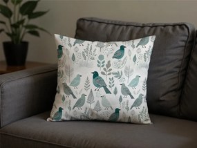 Bawełniana poszewka na poduszkę LEAFBIRD POLY 45x45 cm, biało-zielona