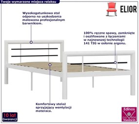 Białe metalowe łóżko pojedyncze 100x200 cm - Sintra